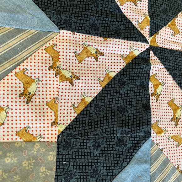 Vintage star quilt square cutter lot 3 22” square Americana vintage fabric corgi - Picture 5 of 8